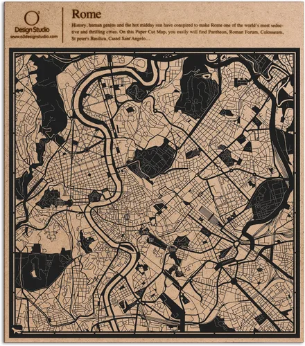 Vista 64 de O3 Design Studio Abu Dhabi - Mapa de corte de papel negro (12 x 12 pulgadas)