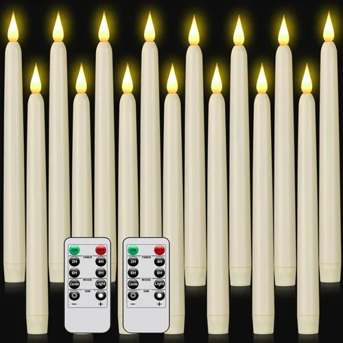 Vista 11 de Vela cónica sin llama con control remoto, paquete de 3 velas LED de plástico, velas parpadeantes que funcionan con pilas, vela alta clásica de 9.2