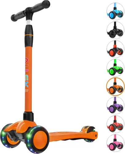 Vista 8 de Allek - Kick Scooter B03. Monopatín de 3 ruedas con ruedas de PU extra anchas y luminosas, sistema Lean 'N Glide, manillar ajustable a cualquier