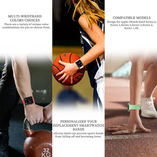 Vista 6 de Correas mejoradas compatibles con Apple Watch Band de 1.496 in, 1.575 in, 1.614 in, 1.654 in, 1.732 in, 1.772 in, para mujeres y hombres, correa