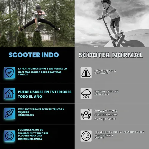Vista 2 de Indo the Trick Scooter - Tramp Scoot for Teenagers & Adults Negro