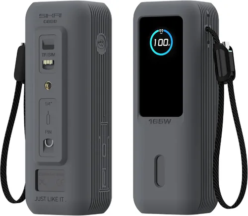Vista 9 de Estuche de silicona para batería externa Anker Laptop (25,000mAh 165W) con orificio para tuerca de 1/4", almacenamiento para tarjeta SD/SIM Negro