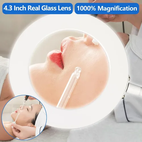 Vista 2 de [Usado] HITTI Lupa de 10 veces con luz y abrazadera, lámpara de pie con lupa manos libres con cuello de cisne flexible, 3 colores regulable