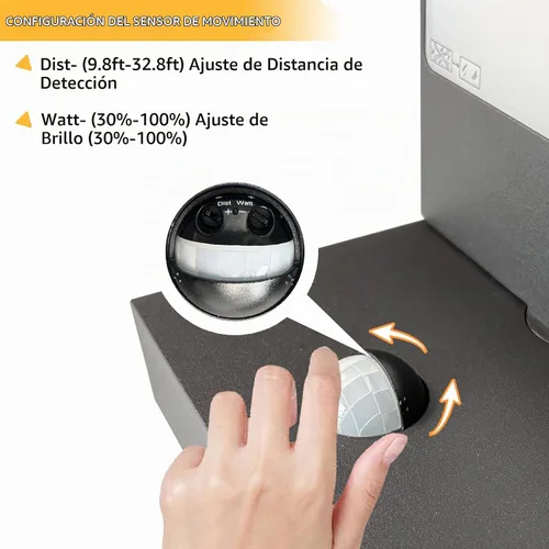 Vista 5 de Luz exterior con sensor de movimiento, luces LED de seguridad de 900 lúmenes, impermeables, con cabezal ajustable de 120°, iluminación de pared IP54