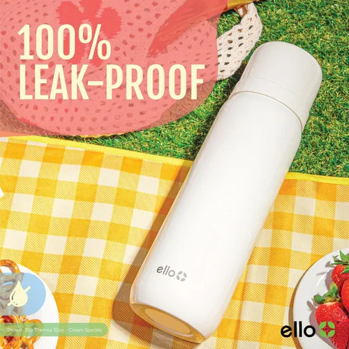 Vista 5 de Ello Therma - Termo aislado de acero inoxidable de 32 onzas para bebidas calientes y frías, con tapa a prueba de fugas y taza integrada, aislamiento