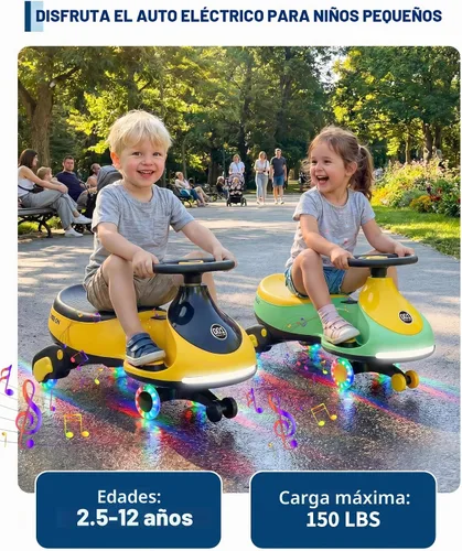 Vista 6 de Garvee Coche eléctrico de 12 V para niño pequeño,Coche oscilante 2 en 1 con Verde