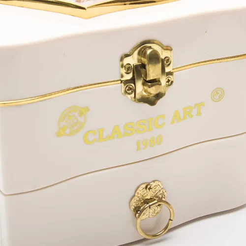 Vista 7 de Joyero musical con caja de música de bailarina giratoria clásica collar anillo organizador de almacenamiento con espejo para mujeres y niñas regalos