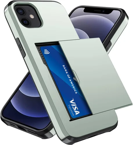 Vista 84 de Qinmay Funda compatible con iPhone 7 Plus/8 Plus con tarjetero, doble capa a prueba de golpes, funda protectora resistente con ranura oculta Negro