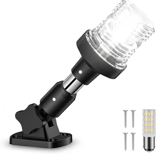 Vista 9 de Obcursco Luces de popa de barco, IP67 impermeable, plegable, luz LED blanca de anclaje para lanchas marinas, pontones, pesca, lubinas y Jon