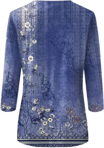 Vista 171 de Camisetas personalizadas para mujer, a la moda, casual, de séptima manga, estampada, cuello redondo, camiseta