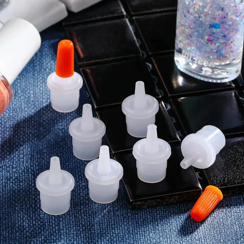 Vista 7 de Kit de 44 piezas de pegamento para pestañas, kit de tapas de pegamento para pestañas, puntas de boquilla, tapones para botellas, puntas de boca