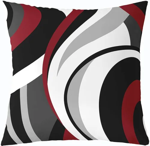 Vista 22 de Funda de almohada moderna con estampado de líneas geométricas de doble cara de 16 x 16 pulgadas, funda de almohada cuadrada suave con remolinos
