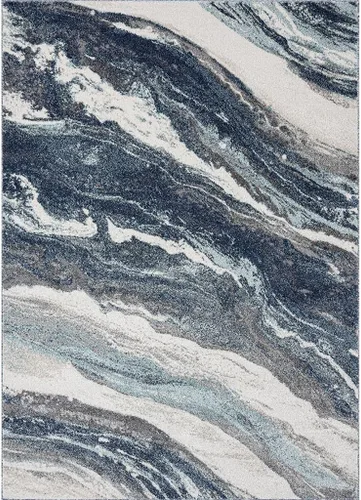 Vista 10 de LUXE WEAVERS - Alfombra abstracta Art Déco, color azul, 5 x 7 Patrón de remolino de mármol, pila media, alfombra de sala de estar