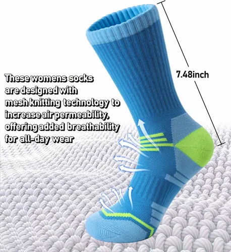 Vista 4 de FNOVCO Calcetines de compresión atléticos gruesos acolchados para mujer, 5 pares