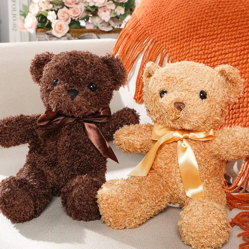 Vista 6 de HyDren 5 piezas de osos de peluche animales suaves juguetes de felpa de San Valentín, 12 pulgadas, lindo oso pequeño y lanudo con capucha y corbatín