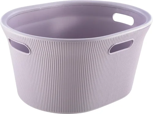 Vista 26 de Superio Colección acanalada - Cesto decorativo de plástico para ropa sucia con tapa y asas recortadas, azul (1 paquete) Organizador de cesta