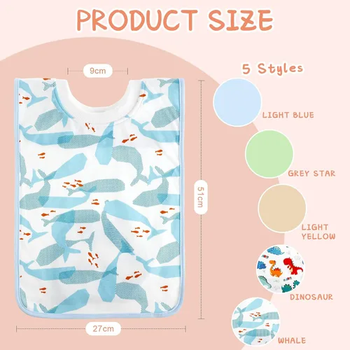 Vista 2 de Newwiee 5 baberos grandes para bebés, baberos suaves y absorbentes, cobertura completa, baberos para niños pequeños baberos baberos baberos