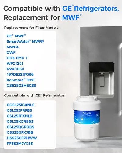 Vista 3 de Waterdrop WD-F13 Filtro de agua, recambio para GE® SmartWater® MWF®, MWFINT, MWFP, MWFA, GWF, HDX FMG-1, Kenmore® 9991, GSE25GSHECSS, WFC1201