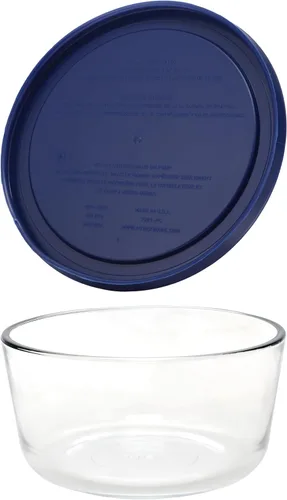 Vista 5 de Pyrex 7201 - Cuenco de vidrio de 4 tazas y tapa azul oscuro 7201-PC (paquete de 2) - Fabricado en Estados Unidos