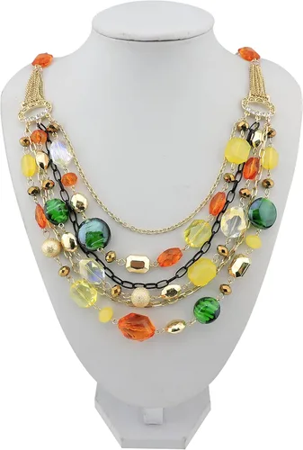 Vista 2 de Bocar Collar de cadena multicapa para mujer con esmalte de color de cristal