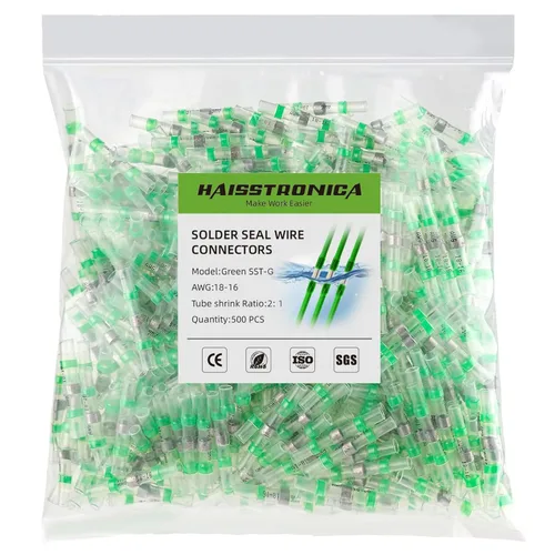Vista 22 de haisstronica 50 conectores de alambre con sello de soldadura, impermeables, termorretráctiles, terminales para embarcaciones, electricidad