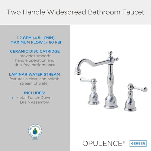 Vista 3 de Gerber Plumbing Opulencia Grifo de lavabo de dos manijas generalizado - Paquete de 2