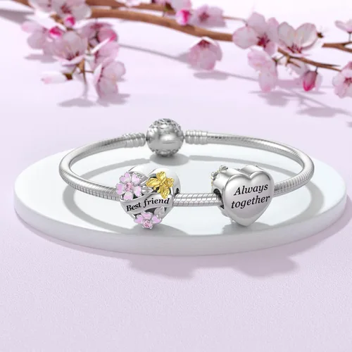 Vista 2 de DALARAN 925 Sterling Silver Mother Daughter Sister Wife Friend Grandma Charms Bead for Charm Bracelet Necklace
