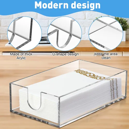 Vista 3 de Layhit Paquete de 4 soportes para toallas de papel acrílico, dispensador de servilletas de baño, servilletas de baño, soporte desechable