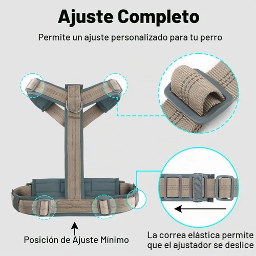 Vista 8 de Arnés para perro Plutus Pet sin tirón, arnés ajustable de nylon con acolchado suave, arnés para perro reflectante y resistente para perros pequeños