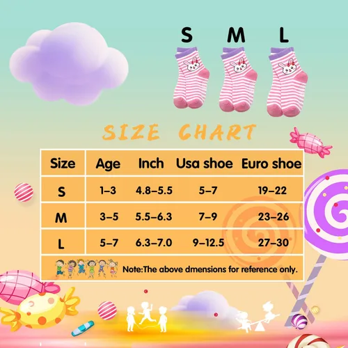 Vista 6 de SkiBeaut Calcetines antideslizantes para niños y niñas de 1 a 7 años, 12 pares de calcetines para niños y niñas