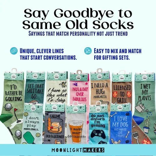 Vista 48 de Moonlight Makers Funny Colored Socks, Novelty Socks, Stocking Stuffer, Unisex Socks