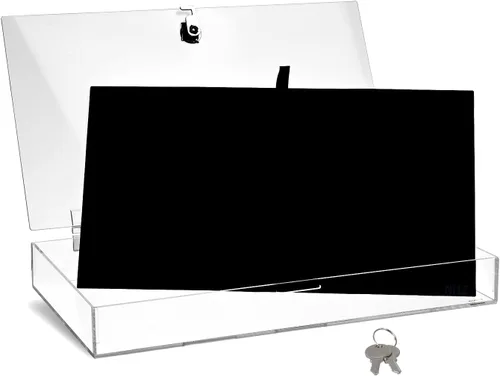 Vista 8 de MOOCA Soporte rectangular de acrílico para marketing con bloqueo de seguridad, escaparate de seguridad, bandeja de exhibición perfecta para relojes