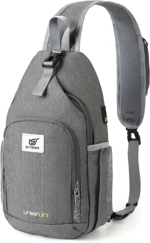 Vista 8 de SKYSPER - Mochila cruzada con bloqueo RFID, mochila de bandolera, mochila para el hombro y el pecho, mochila de viaje y senderismo, para mujeres