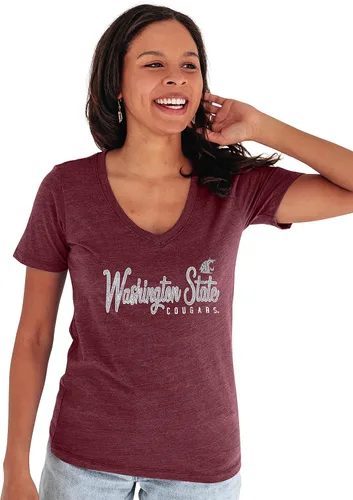 Vista 5 de Blue 84 NCAA - Camiseta de triple mezcla con cuello en V para mujer