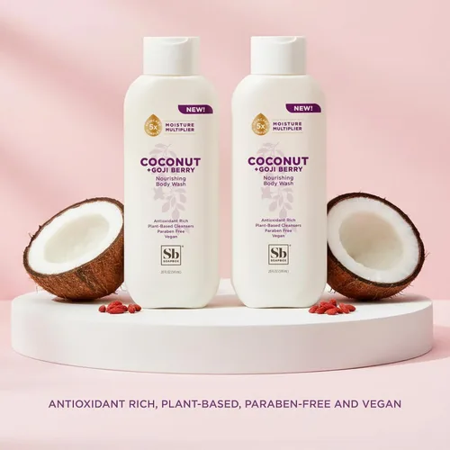 Vista 6 de Soapbox Gel de baño, coco + bayas de Goji para mujeres, hombres, vegano + jabón hidratante rico en antioxidantes con manteca de karité, péptidos