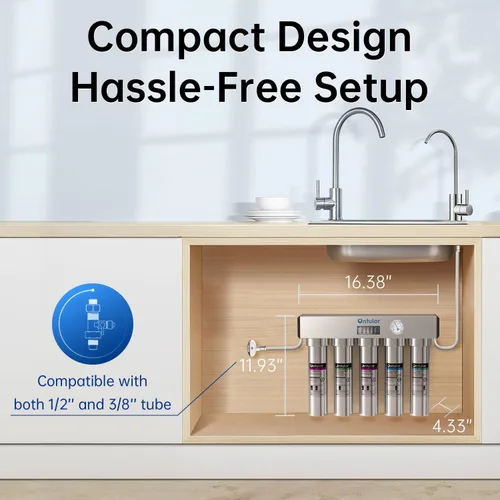 Vista 7 de Ontulor S2OP-U1 Sistema de filtro de agua para debajo del fregadero, sistema de filtración sin tanque de acero inoxidable de 0.01 micrones