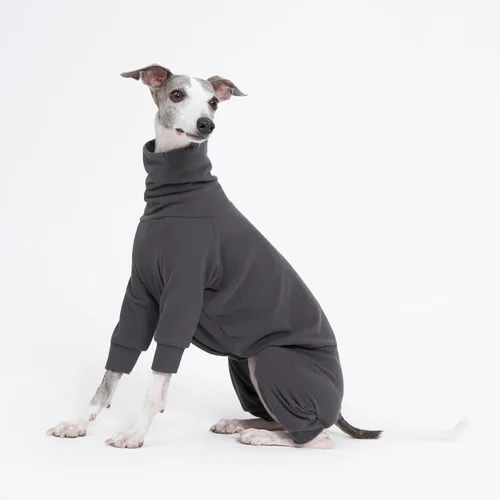Vista 2 de Ropa interior mullida de algodón acogedora para galgos italianos, whippets, pijamas y overoles súper suaves y cálidos (S, gris)