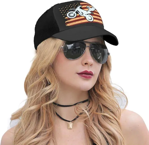 Vista 5 de Gorra de béisbol de motocross Snapback - Gorra ajustable para hombre y mujer, color negro, Negro