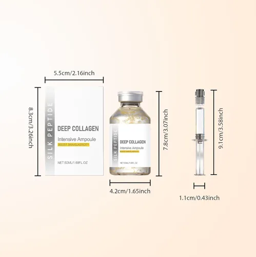 Vista 2 de 2 unidades de suero de ampolla de péptido de seda de colágeno profundo, esencia facial coreana antienvejecimiento, hidratante reafirmante