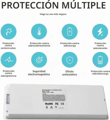 Vista 2 de Batería A1181 mejorada compatible con Apple MacBook A1185 de 13 pulgadas