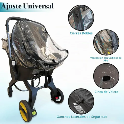 Vista 2 de Funda de lluvia para asiento de automóvil, accesorio universal para cochecito de bebé, para cualquier tipo de asiento de automóvil, impermeable