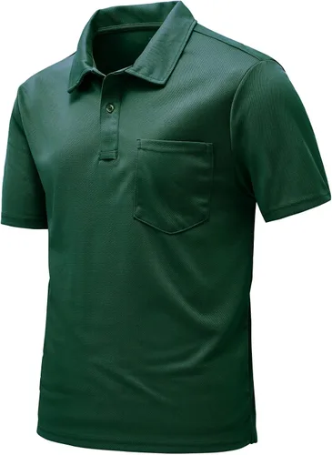 Vista 47 de Rdruko Camisas polo para hombre de manga corta, secado rápido, para golf y deportes al aire libre con bolsillo 01 Negro