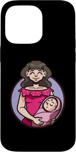 Vista 21 de iPhone XR dibujos animados madre sosteniendo bebé ilustración para niños caso