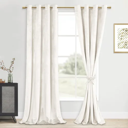Vista 70 de DWCN - Juego de 2 paneles de cortina de terciopelo con ojales negros, tratamiento de ventanas con aislamiento térmico, apilables, decoración moderna