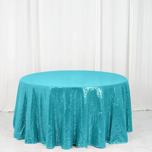 Vista 29 de Efavormart - Mantel redondo de lentejuelas brillantes de 120 pulgadas para banquetes de boda, fiesta, decoración del hogar