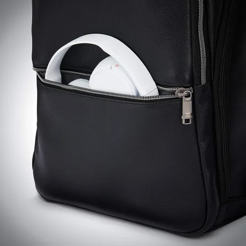 Vista 4 de Samsonite Mochila delgada clásica de cuero, Negro -, Mochila delgada clásica de cuero