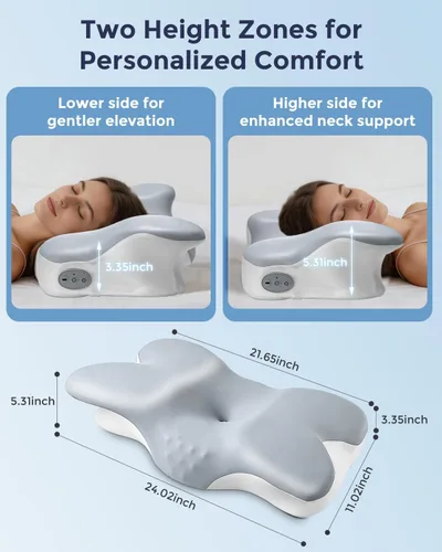 Vista 6 de Almohada cervical del cuello para dormir que calienta la almohada vibrante Gris