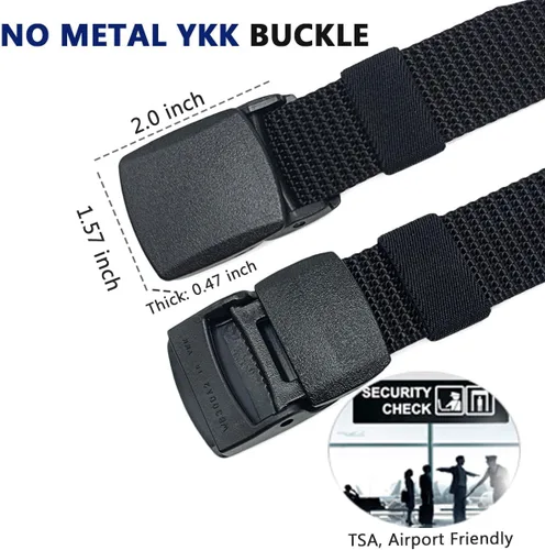 Vista 2 de WYuZe Paquete de 5 cinturones militares de nailon de 1.25 pulgadas para hombre, sin metal, ligero, ajustable, para trabajo, casual, TSA y viajes