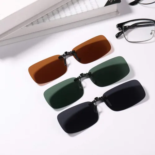 Vista 5 de SEWACC 3 lentes de sol polarizados con clip para lentes graduados, antideslumbrantes, lentes de conducción con clip, sin marcos, con clip en gafas