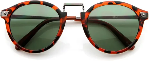 Vista 2 de Gafas de sol retro vintage inspiradas en el borde con cuernos redondo P-3 marco